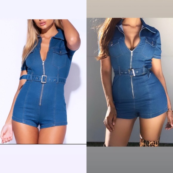 Denim DOWN playsuit/romper - Picture 3 of 4